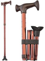 NOVA Folding Cane, Walking Cane with Quad Tip, Foldable & Adjustable Travel Cane, Bronze