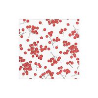 Caspari Berry Gathering Paper Linen Cocktail Napkins in Ivory & Red, 15 Per Package