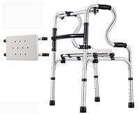 YKFU Lightweight Foldable Mobility Walker with Seat No Wheels for Adult Seniors Disabled, Adjustable Height for Short