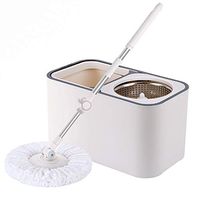 Broom and Dustpan With Long Handle Telescopic Upri Microfibre Space Saving Extendable Handle Mopping Artifact Dual Drive Stainless Steel Disc Spinning Mop Hardwood Floor Living Room Bathroom Clean Too