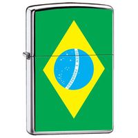 Zippo "Flag of Brazil" High Polish Chrome Lighter, 7965