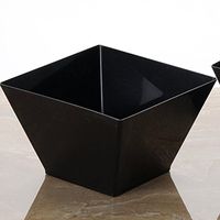 BalsaCircle 24 pcs 14 oz Black Plastic Square Bowls - Disposable Wedding Party Catering Tableware