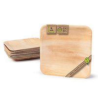 Naturally Chic Palm Leaf Compostable Plates | 6” Square Biodegradable Disposable Small Dinnerware Bulk Set - Eco Friendly - Plates for Weddings, Parties, BBQs, Events (200 Pack)