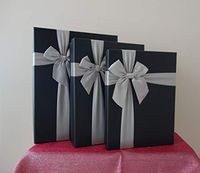 Black Rectangular Gift Boxes with Ribbon, a Nested Set of 3