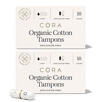 Cora Organic Cotton Non-Applicator Tampons; Chlorine & Toxin Free - Light (36 Count)