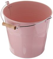 Organize It All Round Metal Bucket with Wood Handle Pink
