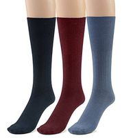 Silky Toes 3 or 6 Pk Men's Diabetic Non-Binding Cotton Dress Socks, Multi Colors Also Available in Plus Sizes… (9-11, Navy/Dusk Blue/Burgundy - 3 Pairs)