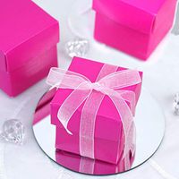 Efavormart 100 Boxes Fushia 2 pcs Favor Boxes for Candy Treat Gift Wrap Box Party Favor Boxes for Bridal Shower Wedding Party
