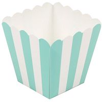 JAM PAPER Popcorn Box - 3 x 3 - Aqua Striped - 10/Pack