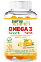 Vegan DHA & Omega 3 Gummy Vitamins for Women & Men, No Omega 3 Fish Oil Burps, Plant Based - Chia Oil & Algae, Brain Supplement, Immune Support Gummies, Omega 3 6 9 Halal Vitamins 20 Servings