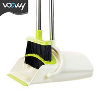 Voovvy Dustpan and Broom - [2019 Version] Broom and Dustpan Brush with Long Handle Premium Upright Stand up, Suitable for Home Kitchen Office Lobby Floor Patio Sweeping, Indoor/Outdoor Spaces