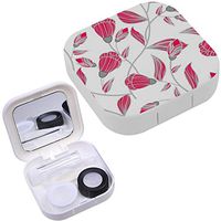 Portable Contact Lens Case Box Travel Kit Mirror + Bottle + Tweezers Container Holder [ Floral ]