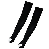 Non Slip UV Protection Cooling Arm Sleeves for Men Women Sunblock Cooler Protective Sports Running Golf Cycling Basketball Driving Fishing Long Arm Cover Sleeves - Fingertip Black