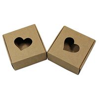 20Pcs Brown Kraft Paper Box with Heart-Shaped Window Gift Craft Candy Chocolate Paper Packaging Boxes (7.5x7.5x3cm (3x3x1.2 inch))