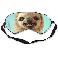 100% Silk Sleep Mask Eye Mask Cute Sloth Print Soft Eyeshade Blindfold with Adjustable Strap for Sleeping Travel Work Naps Blocks Light