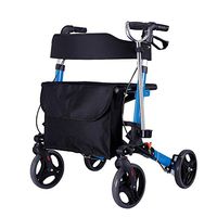 Folding Rollator Walker, 4 Wheel Medical Rolling Walker with Adjustable Handle and Carry Bag, for Adult, Senior, Elderly & Handicap, Aluminum Transport Chair Mobility Rollator (Blue)