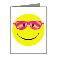 Note Card Neon Yellow Smiley Face Sunglasses