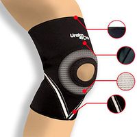 URAKN SPORTS Knee Stabilizer Brace Open Patella Neoprene Max Compression Black Thick Compression Knee Brace Sleeve for Weight Lifting, Crossfit, Support (Open Patella, Medium)