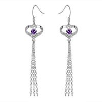 Silver Dangle Earrings Jewelry Birthday Gifts Presents Gemstone for Women Anniversary Zirconia Tassel Drop Crystal
