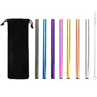 13peas Reusable Stainless Steel Straw,Collapsible Straws Silicone Durable for Yeti Tumblers,Cold Beverage,Starbuck,Metal Straw Perfect for Travel,Home,Office (12 Straight Tube Straw)