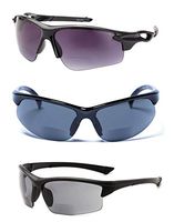 "The Allstars" 3 Pair Assortment of our Best Selling Bifocal Sport Wrap Reading Sunglasses for Men and Women (Black, 2.5)