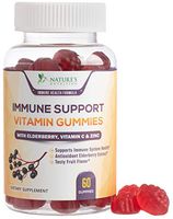 Immune Support Gummies with Elderberry, Vitamin C & Zinc, Natural Pectin Based Gummy, Adult Immune System Supplement - Tasty Natural Fruit Flavor - 60 Gummies