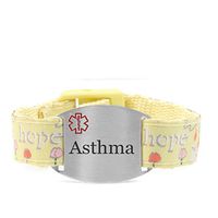 StickyJ USA Pre-Engraved Asthma Medical Alert Bracelet with Hope Theme Strap