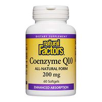 Natural Factors, Coenzyme Q10 200mg, CoQ10 Supplement for Energy, Heart and Antioxidant Support, Gluten Free, 60 softgels (60 servings)
