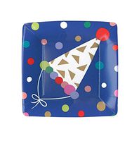 Caspari Party Hats Square Paper Salad & Dessert Plates, 8 Per Package