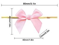16 Color Gift Bows,Pink Twist Tie Bows for Bakery Candy Lollipop Cello Bag(50 Pack)