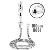Handheld Shower Enema 5-hole Nozzle Kit - with 150cm Shower Hose for Shower Douche Colonic Cleanse System (Sliver)