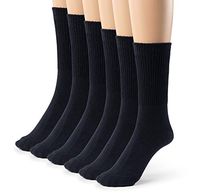 Silky Toes 3 or 6 Pack Men’s Bamboo Diabetic Seamless Soft Non-Binding Crew Socks, Also Available In Plus Sizes (13-15, Navy- 6 Pairs)