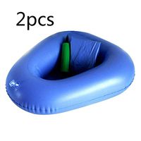 Washable Portable Inflatable Urinals,Elderly Anti-Decubitus Toilet Cushion for Hospital Home - Blue, 2PCS