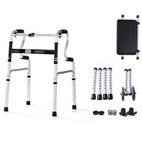 Qucasyl Line 4 in 1 Stand-Assist Folding Walker with Detachable Seat, Trigger Release and 5" Wheels Supports Up to 350 Lbs, Compact Lightweight & Portable