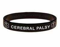 Cerebral Palsy ID Bracelet Wristband - Black - 8 Inches - Standard