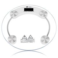 (US Stock) Body Weight Scale, Mewalker Precision Digital LCD Glass Body Weight with Step-On Technology, 6mm Tempered Glass Easy Read Backlit LCD Display (Round Shape)