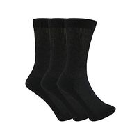 Diabetic Crew Socks with Non Binding Top Cushion Dress Socks Made in USA (10-13, Black, 3 Pairs)