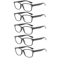 Reading Glasses 5-Pack Quality Readers Spring Hinge Prime Black Designer Trendy for Men and Women (3.00, 5 Pack Black)