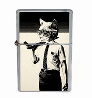 Helo Cat Falling Down Funny Flip Top Oil Cigarette Lighter