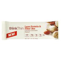 Think Products Lean Protein Fiber Thin Bar, Chocolate Peanut, 1.41 Ounce