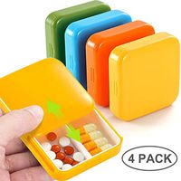 4 Pack Small Pill Box Case for Purse Pockets Travel Pill Organizer Portable Cute Medicine Box Daily Mini Pill Holder Container for Vitamins, Fish Oil, Supplements(4 Color)