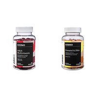 Amazon Brand - Solimo Adult Multivitamin, 150 Gummies, 75-Day Supply & Solimo Prenatal Vitamins & DHA, 90 Gummies, 45-Day Supply