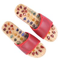 SUPVOX Acupressure Massage Slippers with Stone Foot Massage Slippers Sandals for Women Men