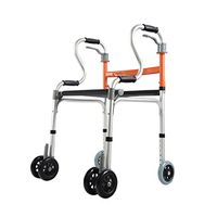 XIHAA Elderly People Walker Height Adjustable Folding With Leather Cushion Pulley Disabled Person Walking Rehabilitation Equipment Bathroom Bath Chair(Dual Wheeled)