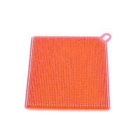 Colorido Household Kitchen Square Shape Silicone Dish Washing Scrubber Cleaning Tool size Medium (Orange)