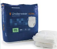 McKesson, Adult Disposable Absorbent Underwear, Ultra Pull On, Size XX Large, Heavy Absorbency, 1 Package containing 4 packs of 12 diapers. 48 Total by McKesson