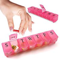 Pivit Weekly Pill Organizer | BPA Free Travel 7 Day Pill Box Case | 2 Pack | Easy Open Design and Large Compartments to Hold Vitamins, Pills, Supplements, Fish Oil and Medication (Pink)