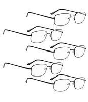 READING GLASSES 5 pack Bridge-flexable Readers Men (Black, 0.50)