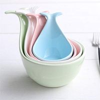 WWSHM Ceramic Whale Tail Shaped 4pieces A Set Of Kitchen Utensils For Dessert Bowl