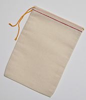 5x7 Inch Cotton Bags with a Red Hem and Orange Drawstring 25 Count Pack by celestial gifts llc